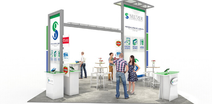 Seltzer 20x20 Exhibit Design Solar Hybrid Modular Exhibit
