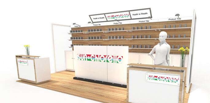 Sunchlorella Booth Design by ABEX Exhibits Sunchlorella 10x20 Exhibit
