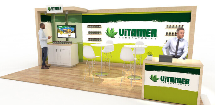 Vitamer 10x20 Exhibit Design Solar Custom Modular Exhibit