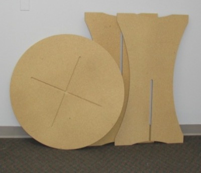 round display table disassembled