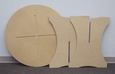 round display table disassembled