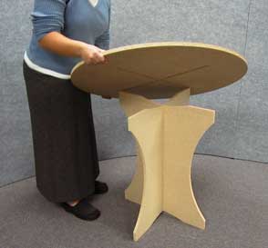 display table top nests onto base legs