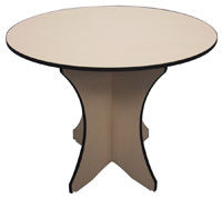 Oval product display table.